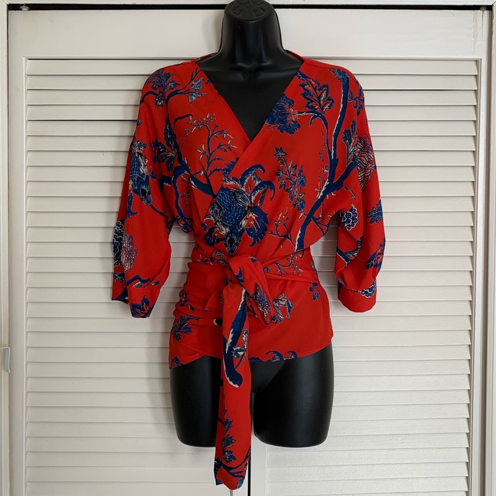 Violet & Claire Red Wrap Top